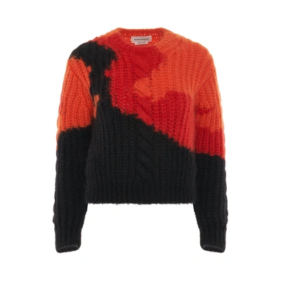 Alexander Mcqueen Multicolour Mohair Crewneck Sweater In Orange