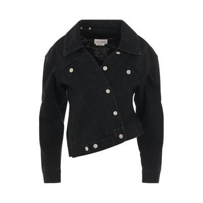 ALEXANDER MCQUEEN TWISTED ASYMMETRIC DENIM JACKET