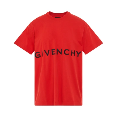 Givenchy Logo Oversized Cotton Jersey T-shirt In Red