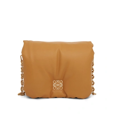 Loewe Goya Puffer Small Leather Shoulder Bag In Camel