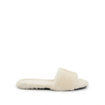 Givenchy Off-white Shearling 4g Mules In 105 Ivory