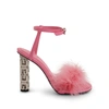 GIVENCHY G CUBE SANDAL 105 WITH LEATHER & FEATHERS
