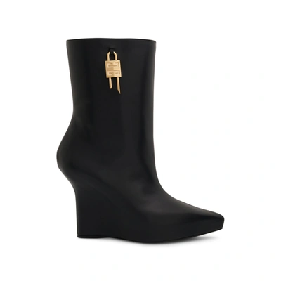 GIVENCHY WOMEN'S G LOCK WEDGE LOW BOX LEATHER BOOTS