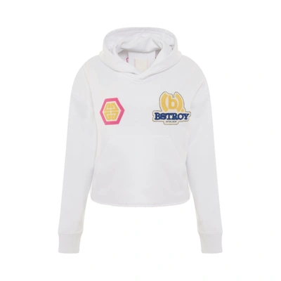 Givenchy Bstroy Embroidered Patch Cropped Hoodie In White