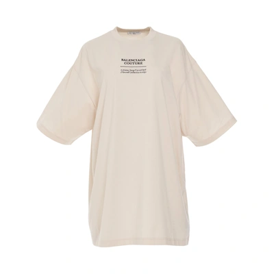 Balenciaga Couture Embroidered Oversized T-shirt In Neutral