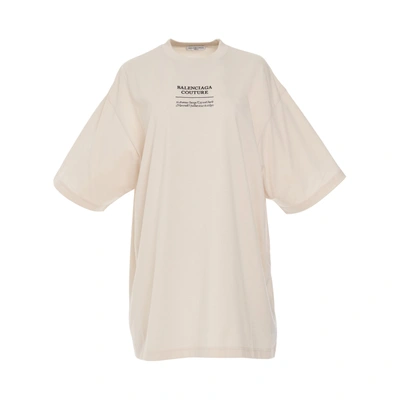 Balenciaga Couture Embroidered Oversized T-shirt In Chalky White Black W