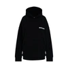BALENCIAGA EMBROIDERED TURN LOGO WIDE FIT HOODIE WASHED BLACK