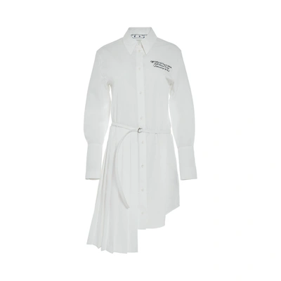 Off-white Popel Plisse Shirt Dress In Multi