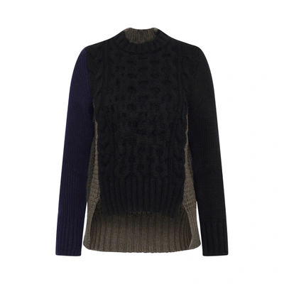 Sacai Wool Knit Sweater In Black