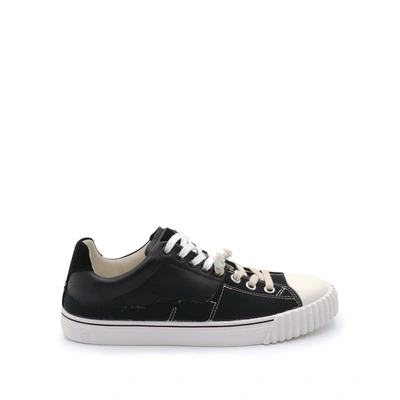 Maison Margiela Evolution Canvas & Leather Low Sneakers In Black