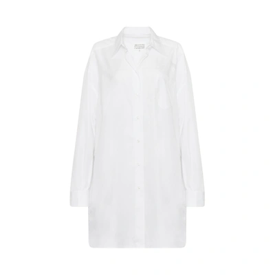 Maison Margiela Oversize Cotton Shirt Dress In Clear Blue