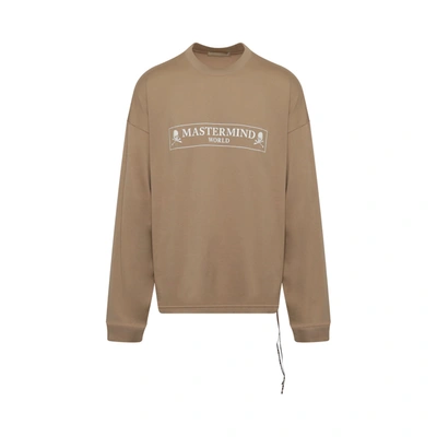 Mastermind Boxed Logo Long Sleeve Boxy Fit T-shirt In Brown