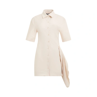 Jacquemus La Dressing Gown Camisa Dress Female Cream In Ivory