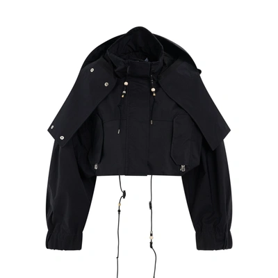 Jacquemus La Parka Raphia Cropped Parka Jacket In Black