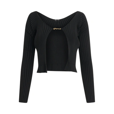 Jacquemus Pralu Viscose-blend Cardigan In Black