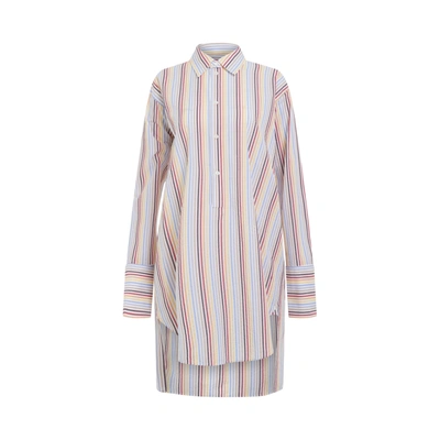 Loewe Detachable Collar Rainbow Stripe Shirt Dress In Multi-colour