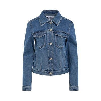 Loewe Anagram Logo-patch Regular-fit Denim Jacket In Blue