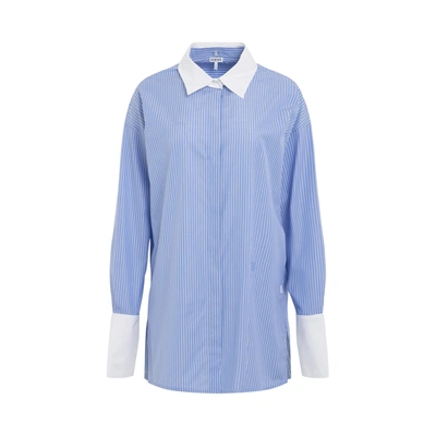 Balenciaga Striped Cotton Poplin Shirt In Blue