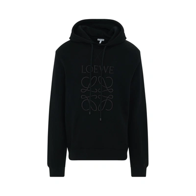 Loewe Logo-embroidered Cotton-jersey Hoodie In Nero
