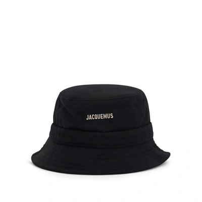 Jacquemus Gadjo Knotted Bucket Hat In Black