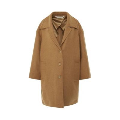 Palm Angels Round Logo Coat In Brown