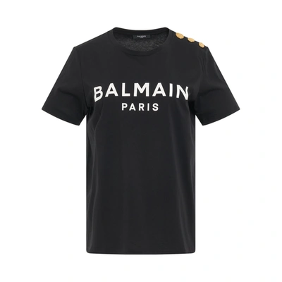 Balmain Women's 3 Button Logo Print T-shirt