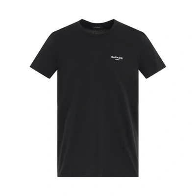 Balmain Logo Flock Classic Fit T-shirt In Black