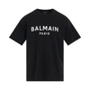 Balmain Black Crewneck T-shirt With Logo Lettering On The Front In Cotton Man