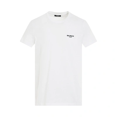 Balmain Logo Flock Classic Fit T-shirt In White