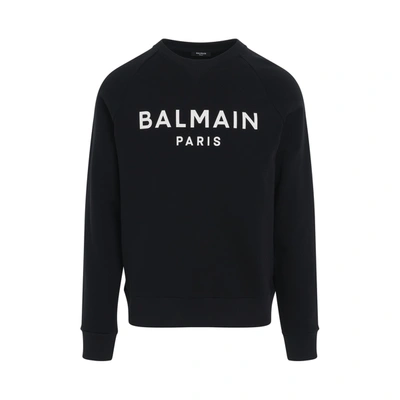 Balmain Logo-print Cotton Sweatshirt In Black