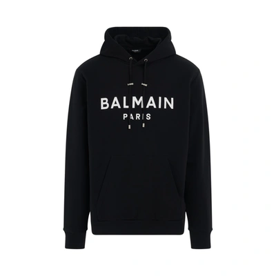 BALMAIN MEN'S LOGO PRINTED HOODIE