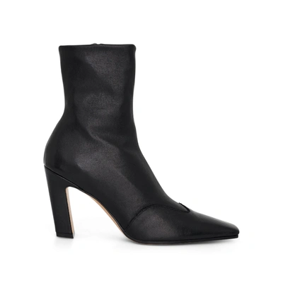 Khaite 85mm Dallas Leather Ankle Boots In Black