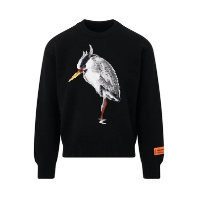Heron Preston Intarsia-knit Wool-blend Jumper In Black