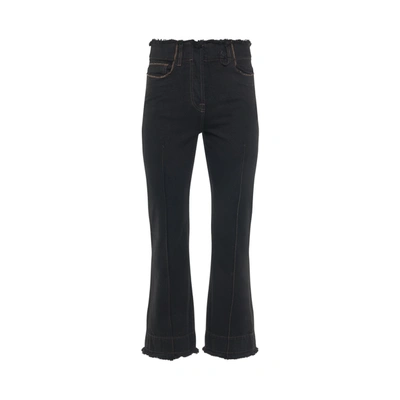 Jacquemus Linon Denim Court Frayed Trousers In Black