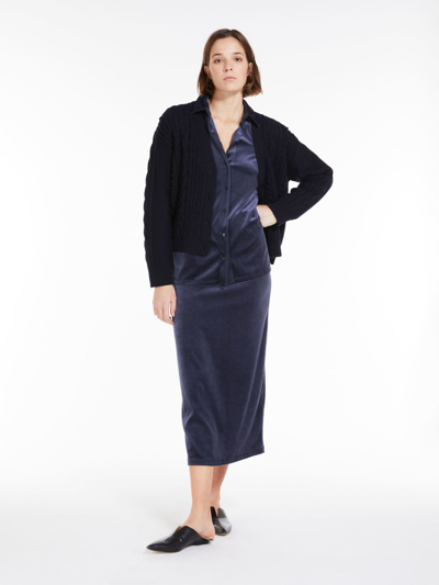 Max Mara Velvet Shirt In Navy