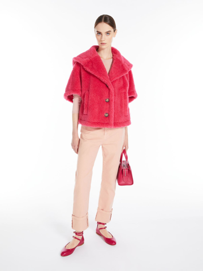 Max Mara Teddy Wool Cape In Red