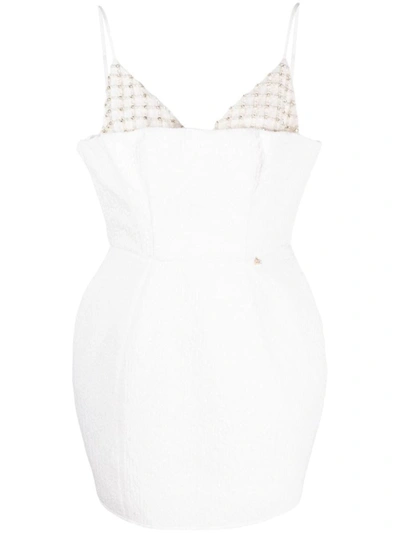 Elisabetta Franchi Pearl-embellished Layered Mini Dress In White