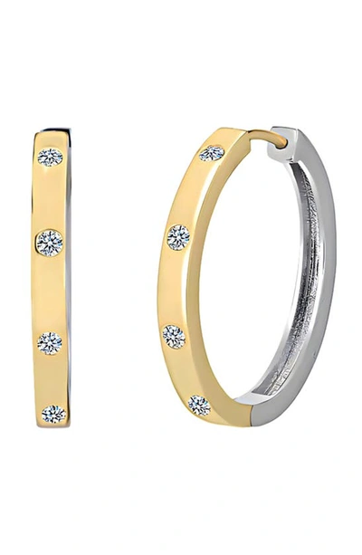 Gabi Rielle Harmony Two-tone Cubic Zirconia Large Hoop Earrings In Gold