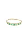 ARGENTO VIVO STERLING SILVER 18K GOLD PLATED STERLING SILVER GREEN CRYSTAL BAND RING