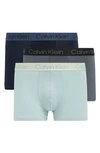 Calvin Klein 3-pack Modal Holiday Gift Stretch Trunks In Fhs Turbulence