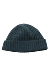 Portolano Cashmere Ribbed Cuffed Beanie In Stone Grey