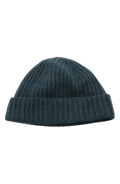 Portolano Cashmere Ribbed Cuffed Beanie In Stone Grey