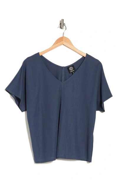 Bobeau V-neck Short Sleeve Piqué T-shirt In Indigo