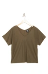 Bobeau V-neck Short Sleeve Piqué T-shirt In Olive