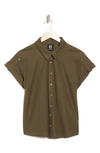 Bobeau Short Sleeve Button-up Shirt In Olive