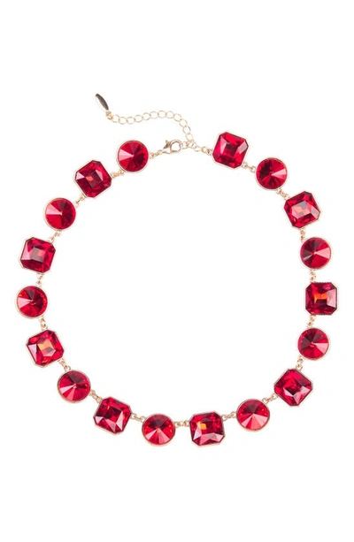 Tasha Circle Square Crystal Necklace In Red