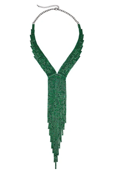 Tasha Stone Fringe Necklace In Emerald