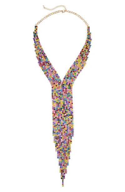 Tasha Stone Fringe Necklace In Pink Multi