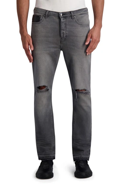 Karl Lagerfeld Distressed Released Hem Relaxed Fit Jeans In Grey