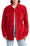Thread & Supply Polar Fleece Shacket In Savy Red